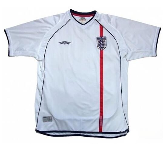 2002 England Retro Home Kit Soccer Jersey